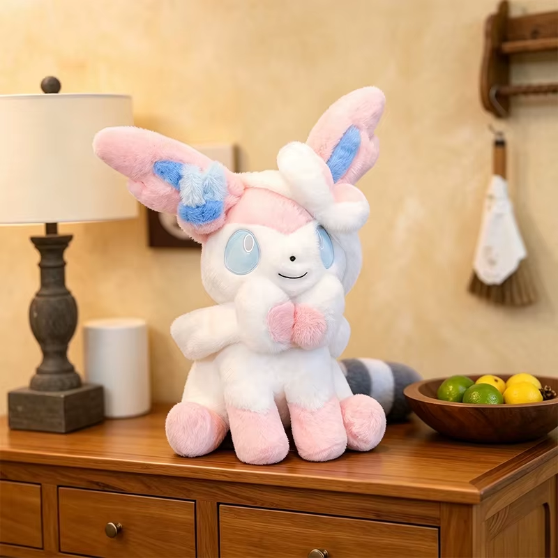 Moorv Sitting Pose Sylveon Plush Toy Huggable Soft Fluffy Stuffed Anime Doll Japanese Style Throw Pillow Sofa Bed Home Decor Gifts 60cm