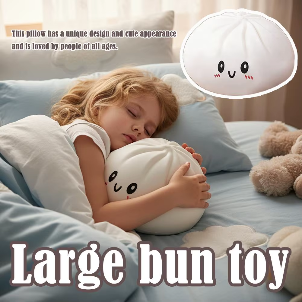 Moorv Cute Giant Dumpling Plush Pillow Soft PET Stuffed Squishy Toy Hug Companion Home Sofa Bed Decor Stress Relief Toy for Kids Adult