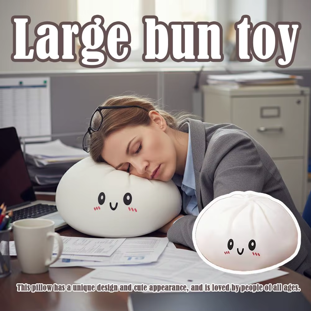 Moorv Cute Giant Dumpling Plush Pillow Soft PET Stuffed Squishy Toy Hug Companion Home Sofa Bed Decor Stress Relief Toy for Kids Adult