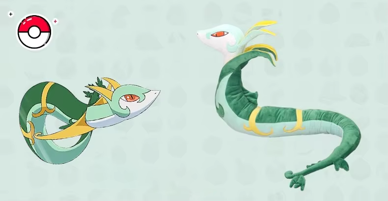 Moorv New Japan Cartoon Pokemon Serperior Plush Toy High Quality Soft Stuffed Animals Doll Children's Birthday Gifts