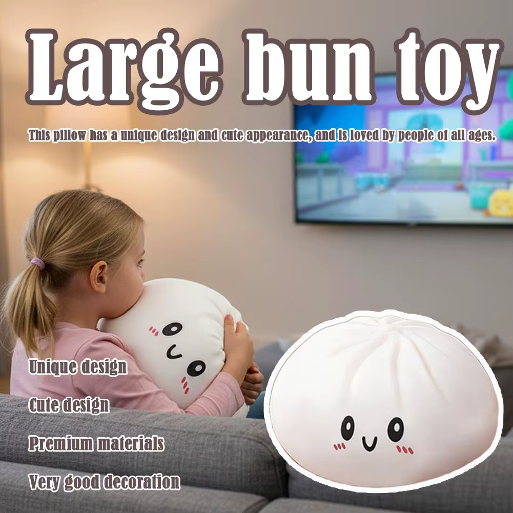 Moorv Cute Giant Dumpling Plush Pillow Soft PET Stuffed Squishy Toy Hug Companion Home Sofa Bed Decor Stress Relief Toy for Kids Adult