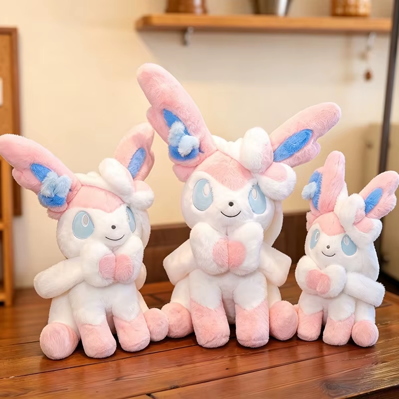 Moorv Sitting Pose Sylveon Plush Toy Huggable Soft Fluffy Stuffed Anime Doll Japanese Style Throw Pillow Sofa Bed Home Decor Gifts 60cm