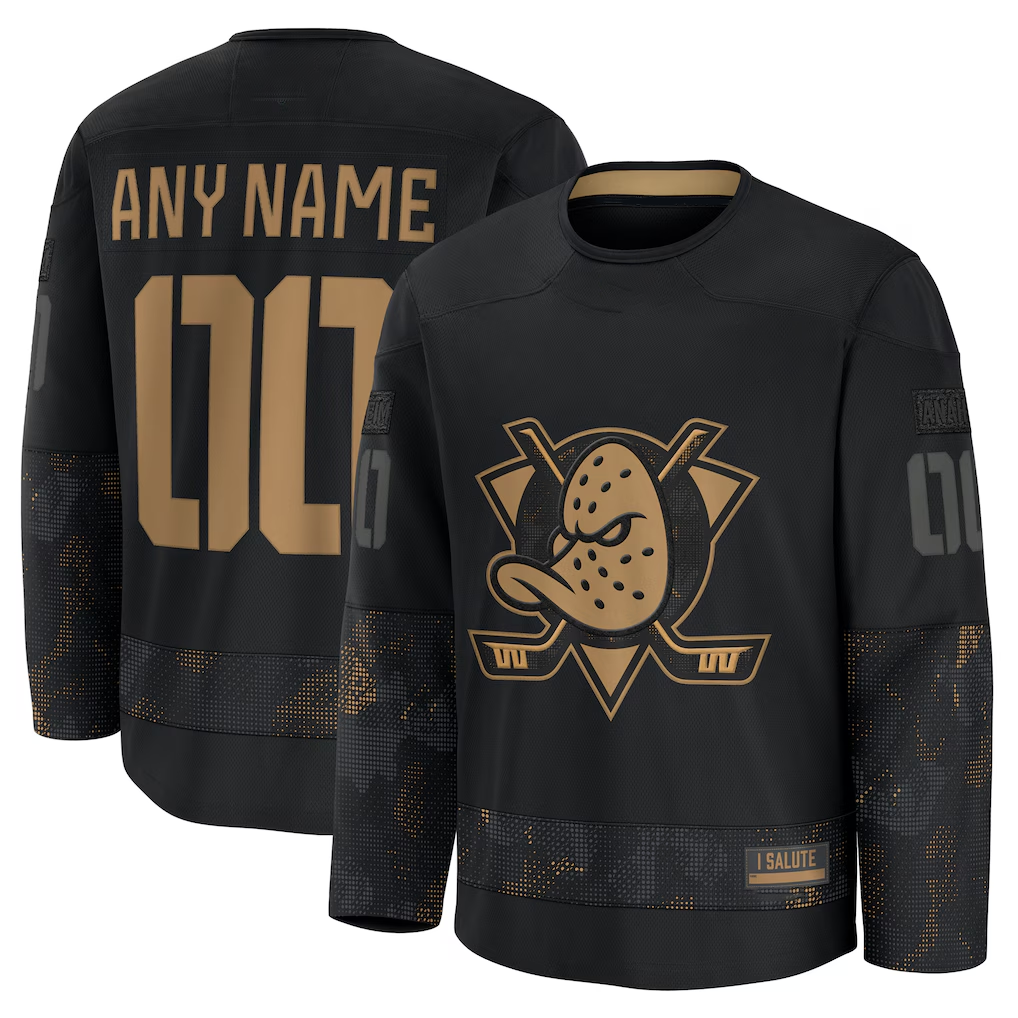 Moorv Custom A.Ducks Black 2024 Military Appreciation Practice Jerseys