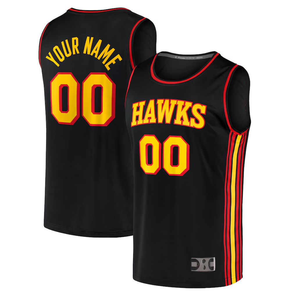 Moorv Custom A.Hawks Black Fast Break Replica Jerseys - Statement Edition