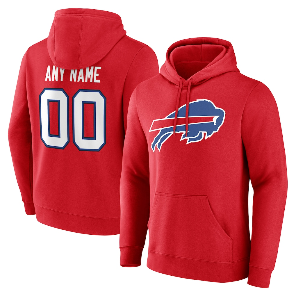Moorv Custom B.Bills Red Team Authentic Personalized Name & Number Hoodie Stitched Jerseys