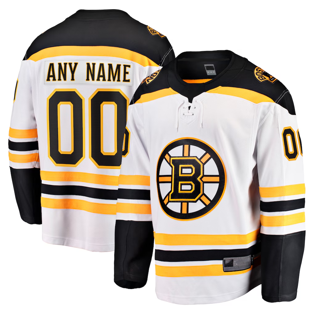 Moorv Custom B.Bruins White Away Breakaway Stitched Jerseys