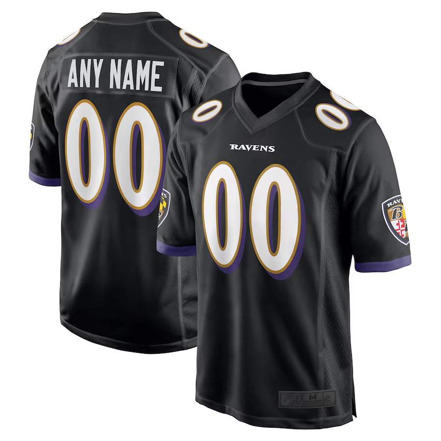 Pkot Custom B.Ravens Black Home Game Stitched Jerseys