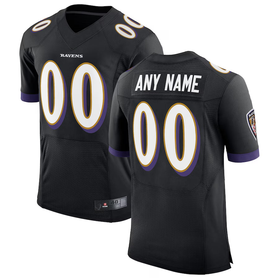 Pkot Custom B.Ravens Black Speed Machine Elite Stitched Jerseys