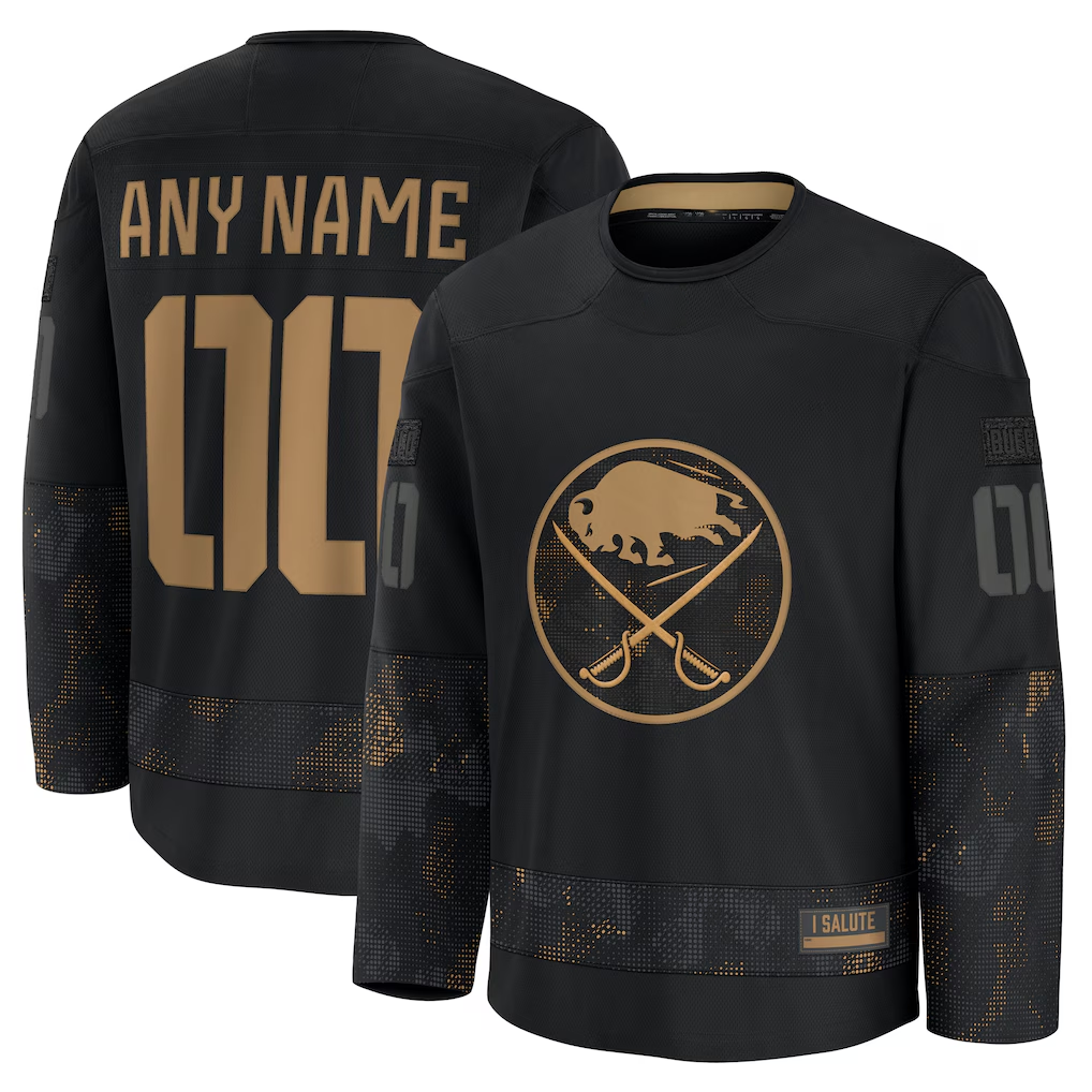 Moorv Custom B.Sabres Black 2024 Military Appreciation Practice Stitched Jerseys
