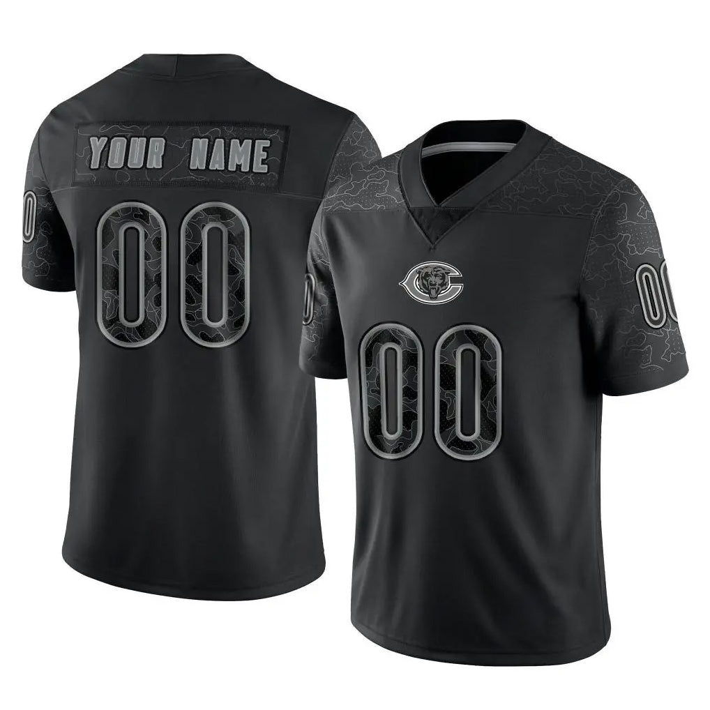 Moorv Custom C.Bears Black REFLECTIVE Limited Game Any Name & Numbers Stitched Jerseys
