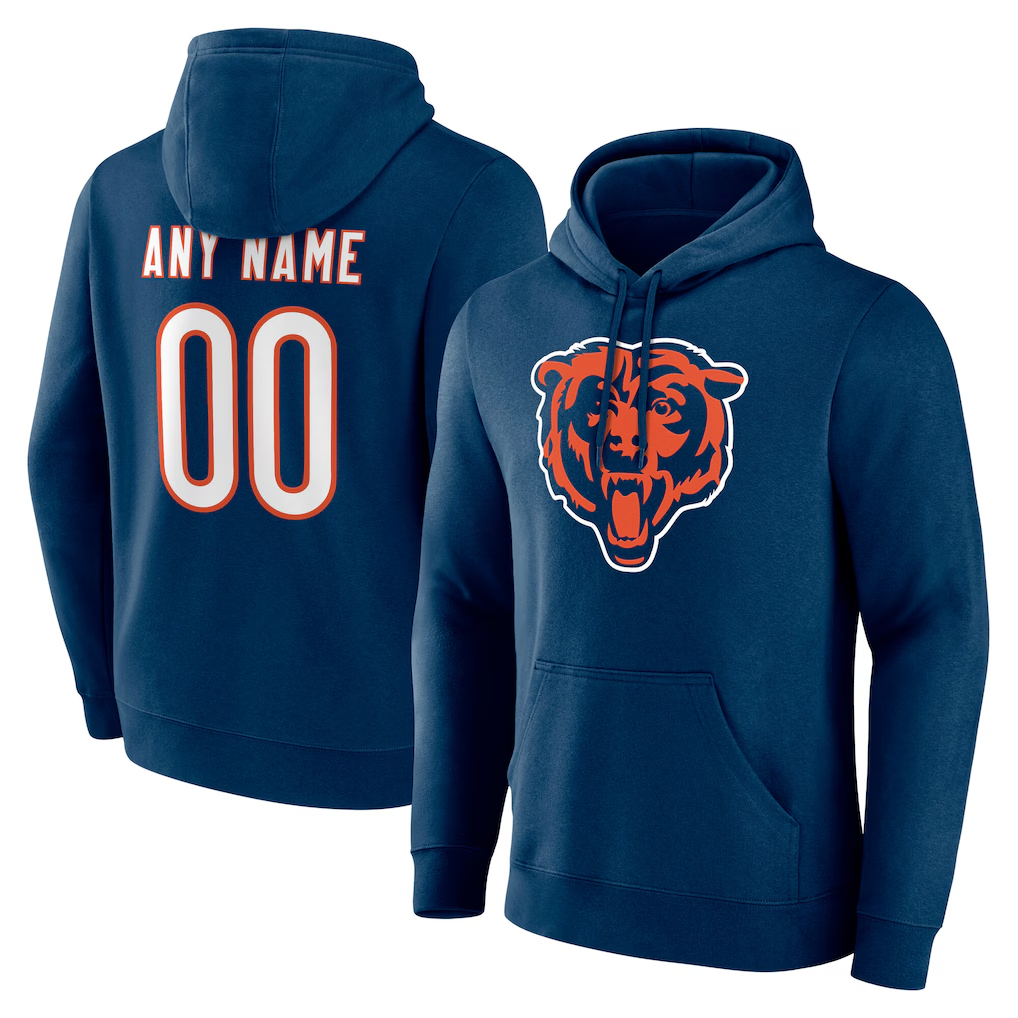 Moorv Custom C.Bears Navy Team Authentic Personalized Name & Number Hoodie Stitched Jerseys