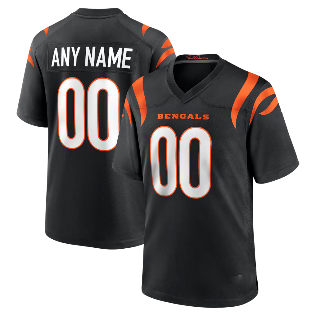Pkot Custom C.Bengals Black Home Replica Game Football Jerseys