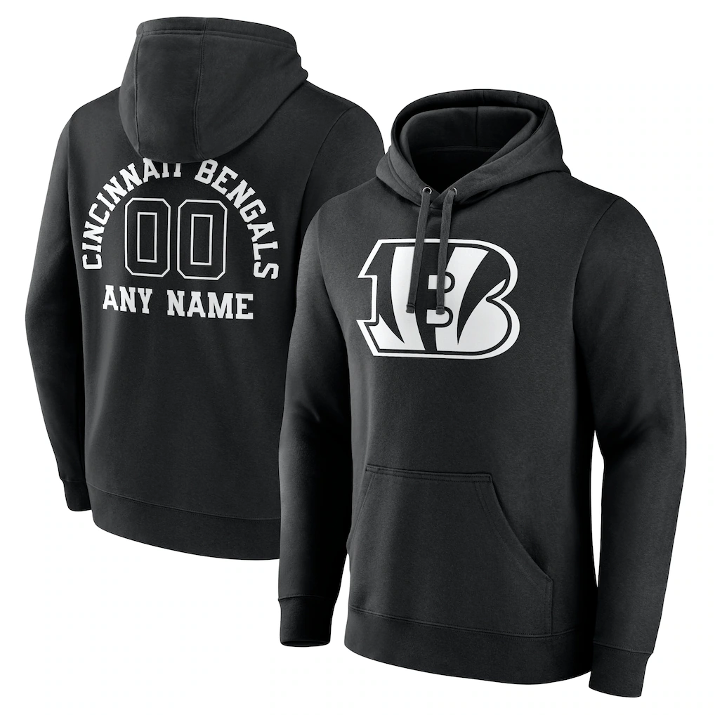 Pkot Custom C.Bengals Black Personalized Name & Number Pullover Hoodie Stitched Jerseys