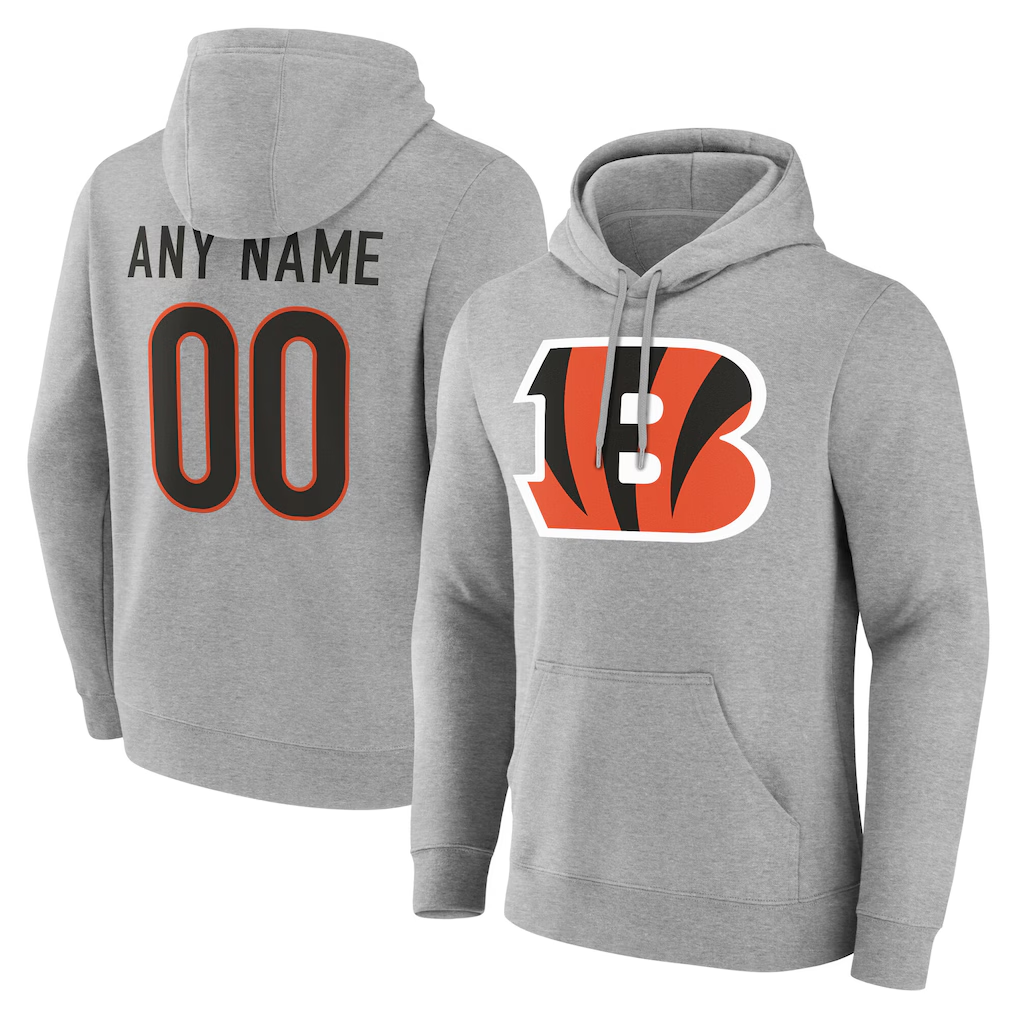 Pkot Custom C.Bengals Gray Team Authentic Personalized Name & Number Hoodie Stitched Jerseys
