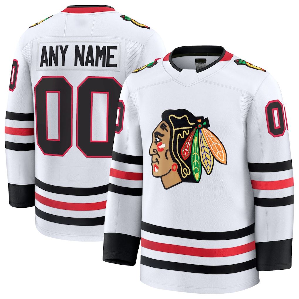 Moorv Custom C.Blackhawks White Away Premium Jerseys
