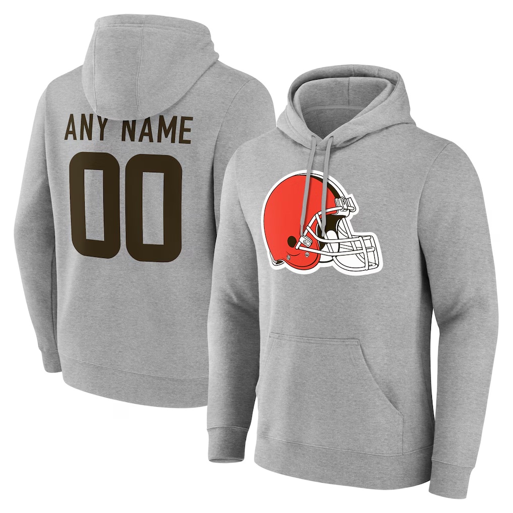 Pkot Custom C.Browns Gray Team Authentic Personalized Name & Number Hoodie Stitched Jerseys