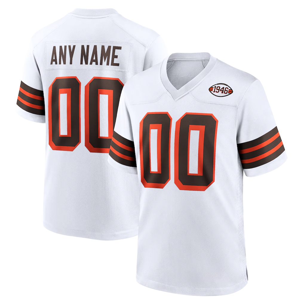 Pkot Custom C.Browns White 1946 Collection Alternate Stitched Jerseys