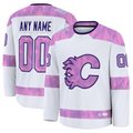 Moorv Custom C.Flames White 2024 Hockey Fights Cancer Practice Jerseys