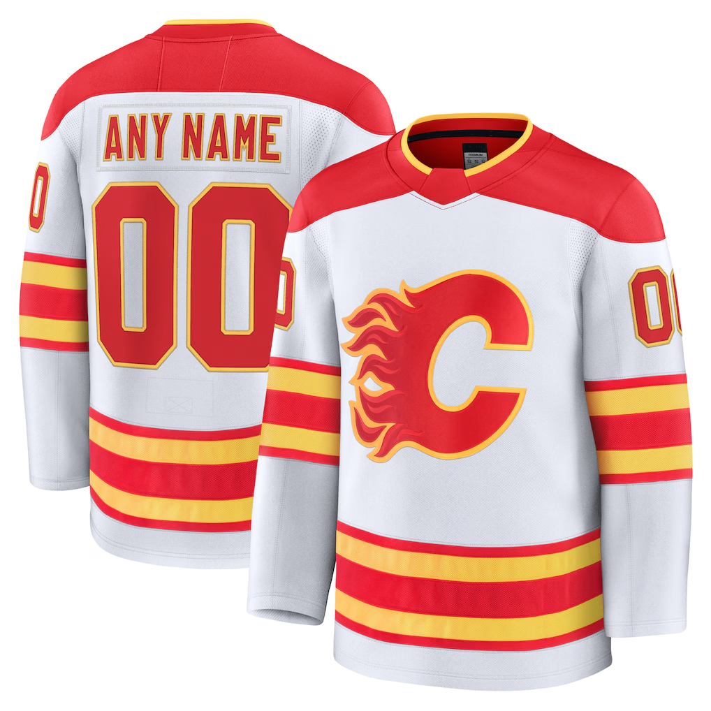 Moorv Custom C.Flames White Away Premium Jerseys
