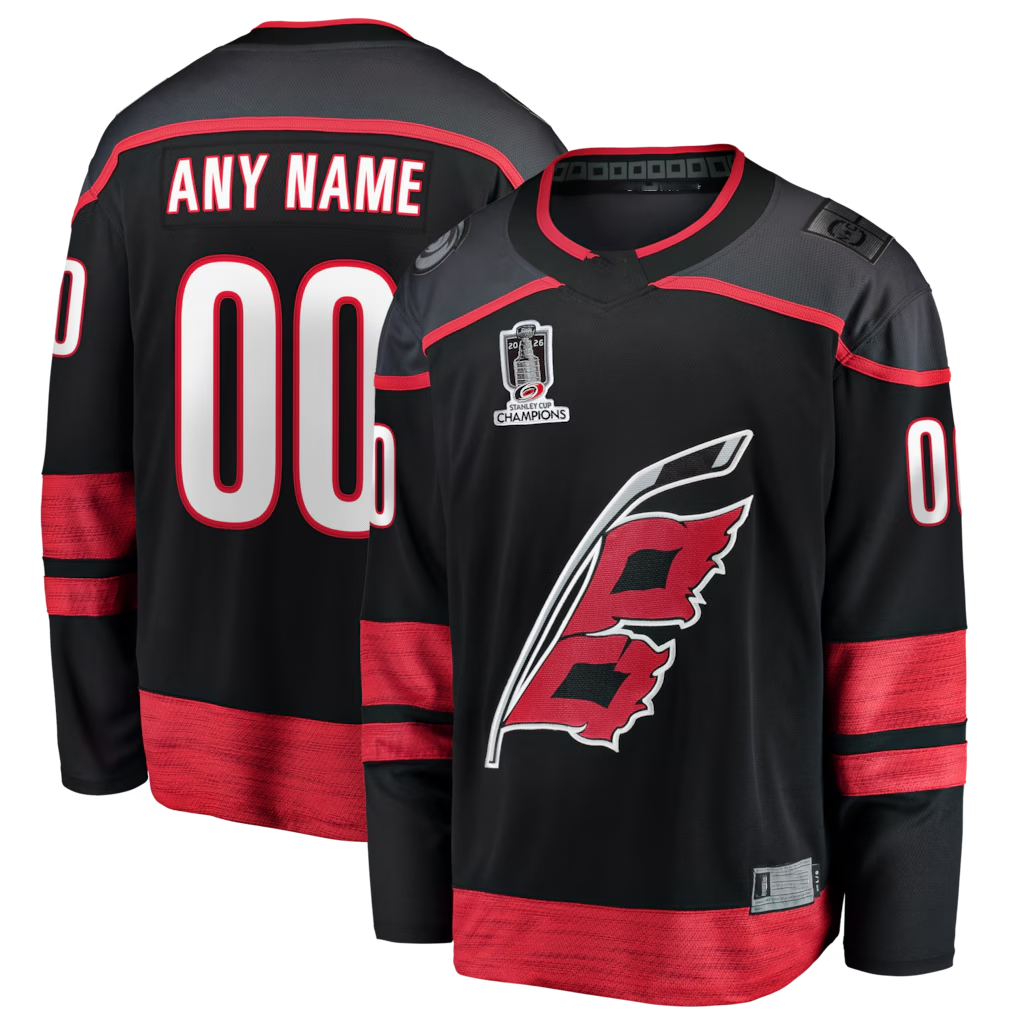 Moorv Custom C.Hurricanes Black 2026 Stanley Cup Champions Home Breakaway Custom Stitched Jerseys