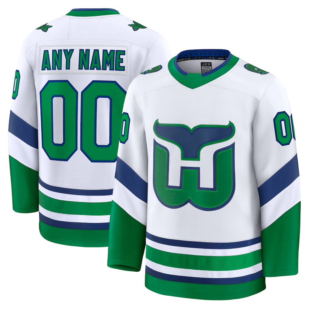 Moorv Custom C.Hurricanes White Throwback Premium Stitched Jerseys