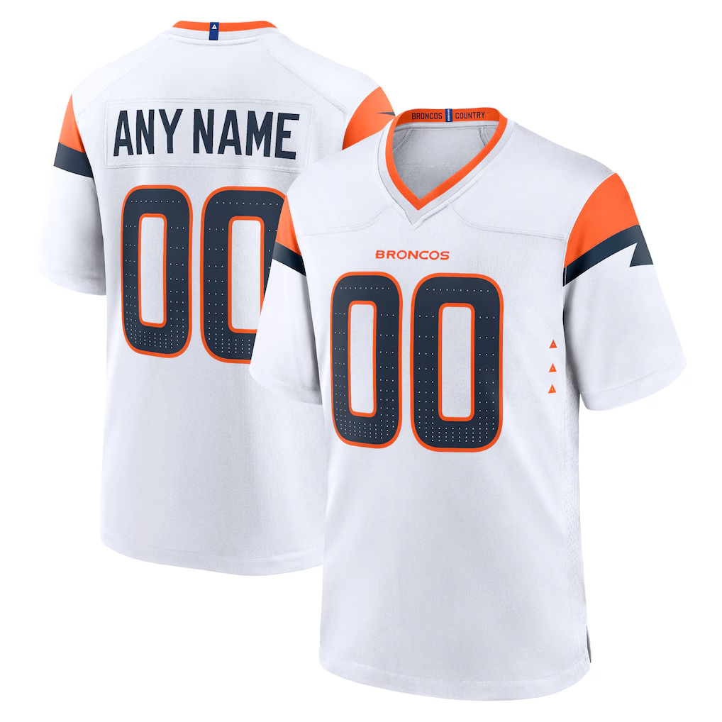 Moorv Custom D.Broncos White Game Stitched Jerseys