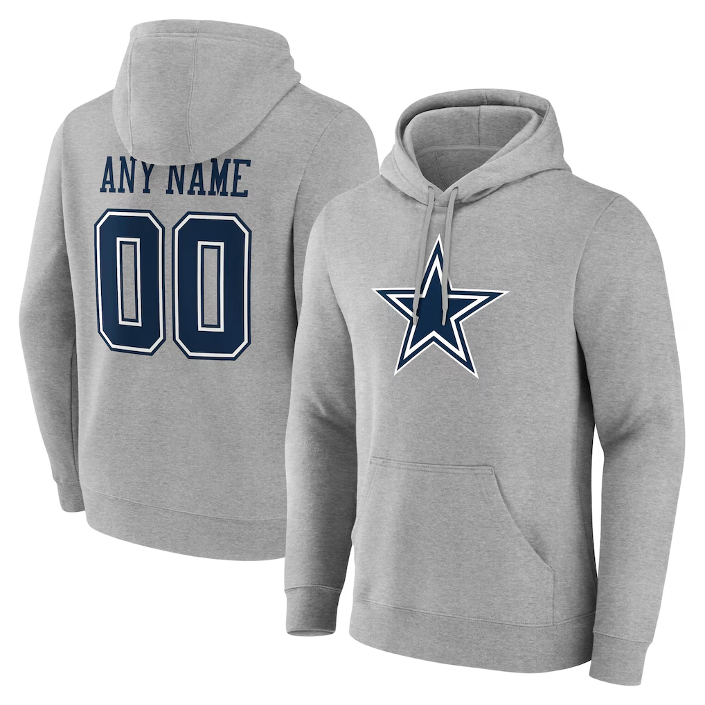 Pkot Custom D.Cowboys Gray Team Authentic Personalized Name & Number Hoodie Stitched Jerseys