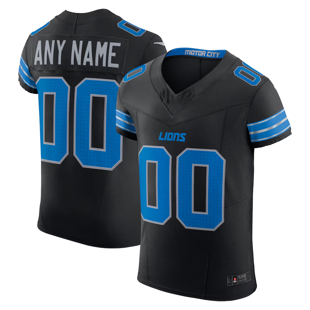 Moorv Custom D.Lions Black Alternate Vapor F.U.S.E. Elite Stitched Jerseys