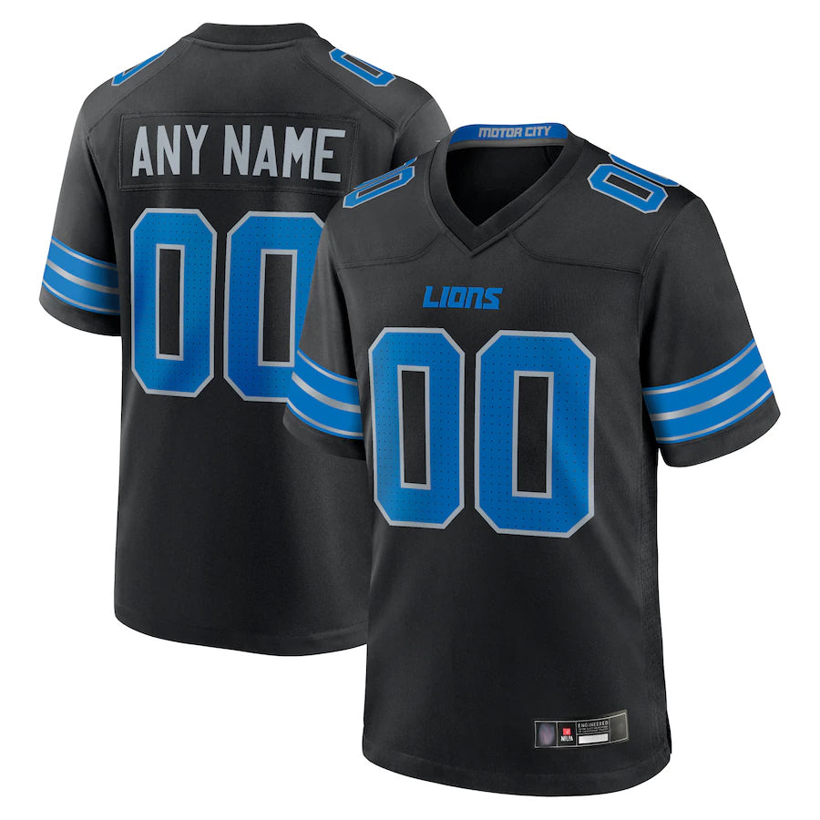 Moorv Custom D.Lions Black Home Game Stitched Jerseys