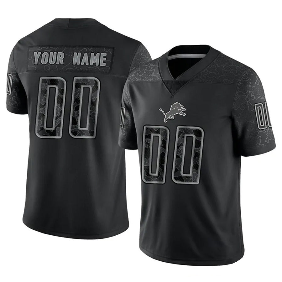 Moorv Custom D.Lions Black RFLCTV Limited Stitched Jerseys