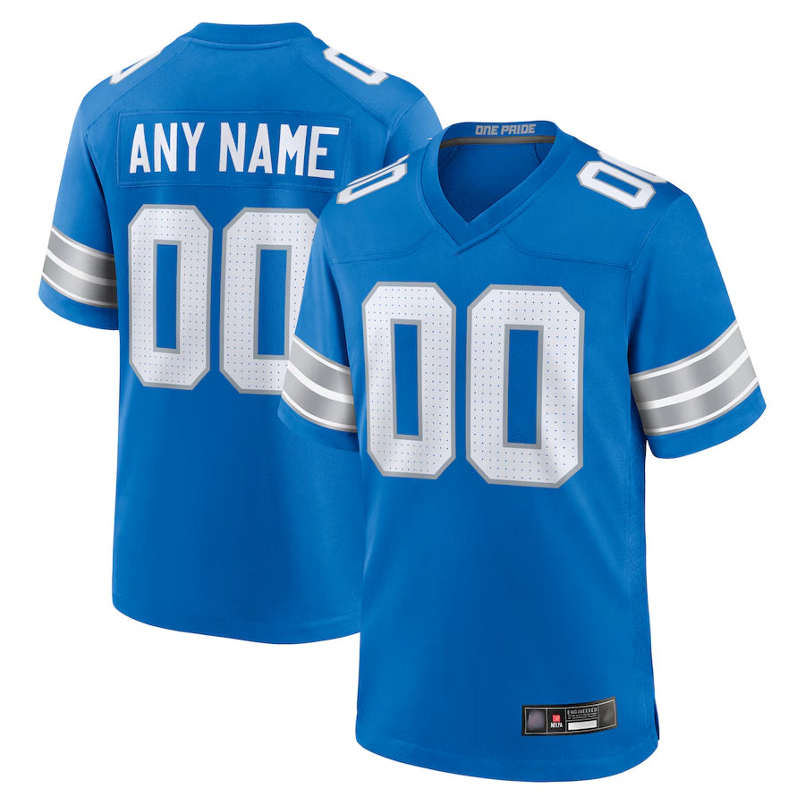 Moorv Custom D.Lions Blue Home Game Stitched Jerseys