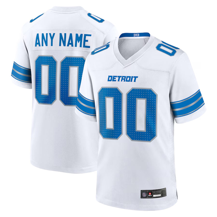 Moorv Custom D.Lions White Home Game Stitched Jerseys