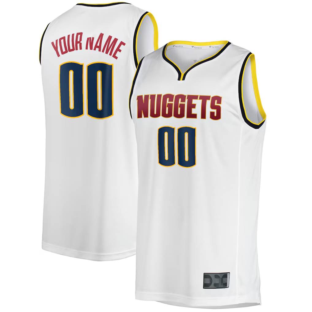 Moorv Custom D.Nuggets  White Fast Break Replica Jerseys - Association Edition