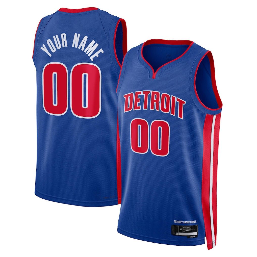 Moorv Custom D.Pistons Blue Swingman Jerseys - Icon Edition