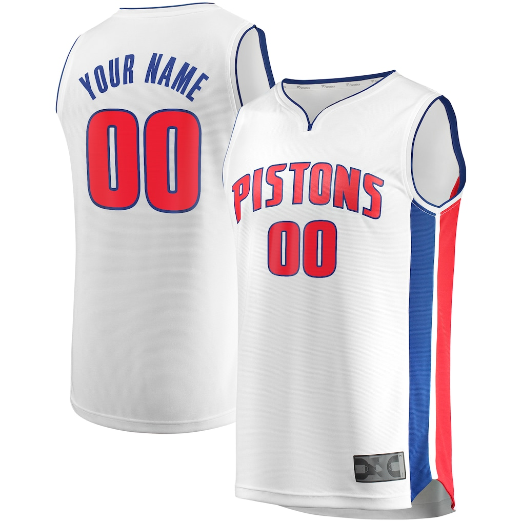 Moorv Custom D.Pistons White Fast Break Replica Jerseys - Association Edition