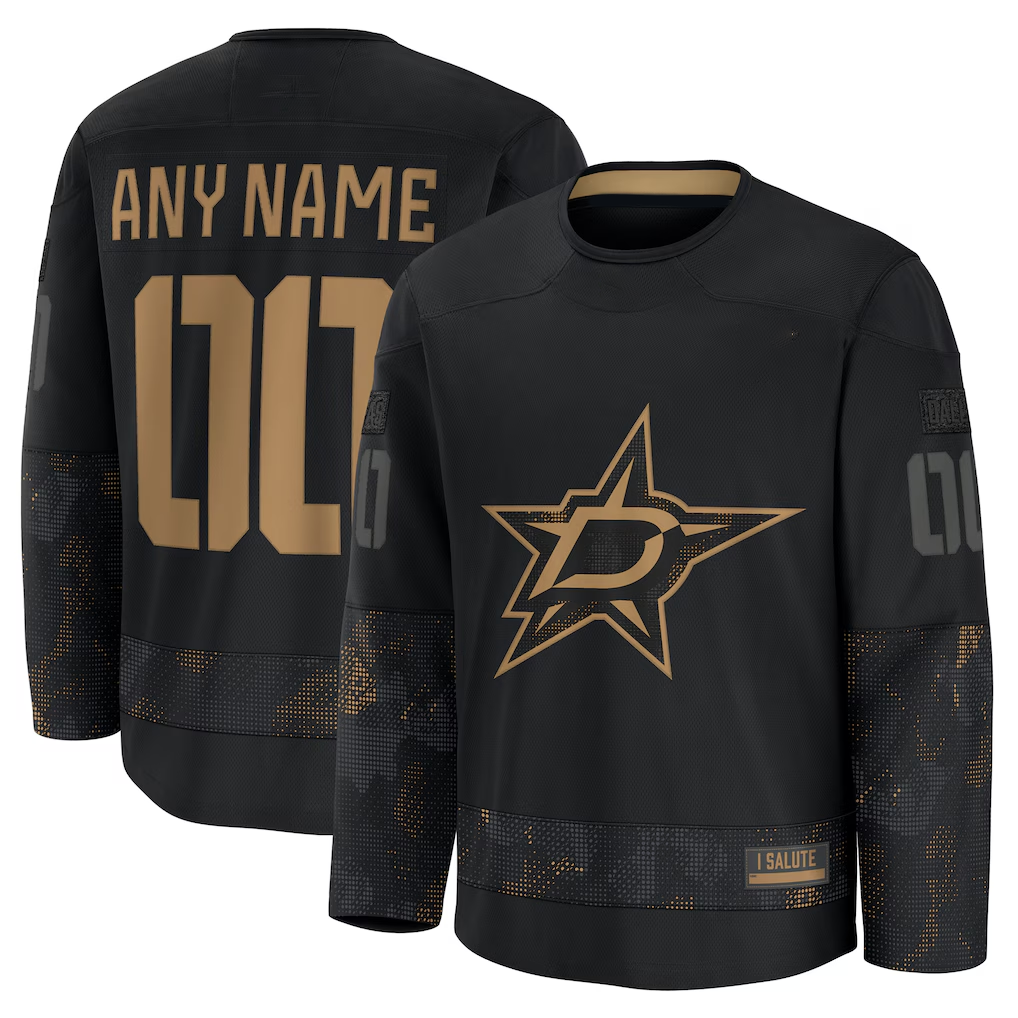 Moorv Custom D.Stars Black 2024 Military Appreciation Practice Jerseys