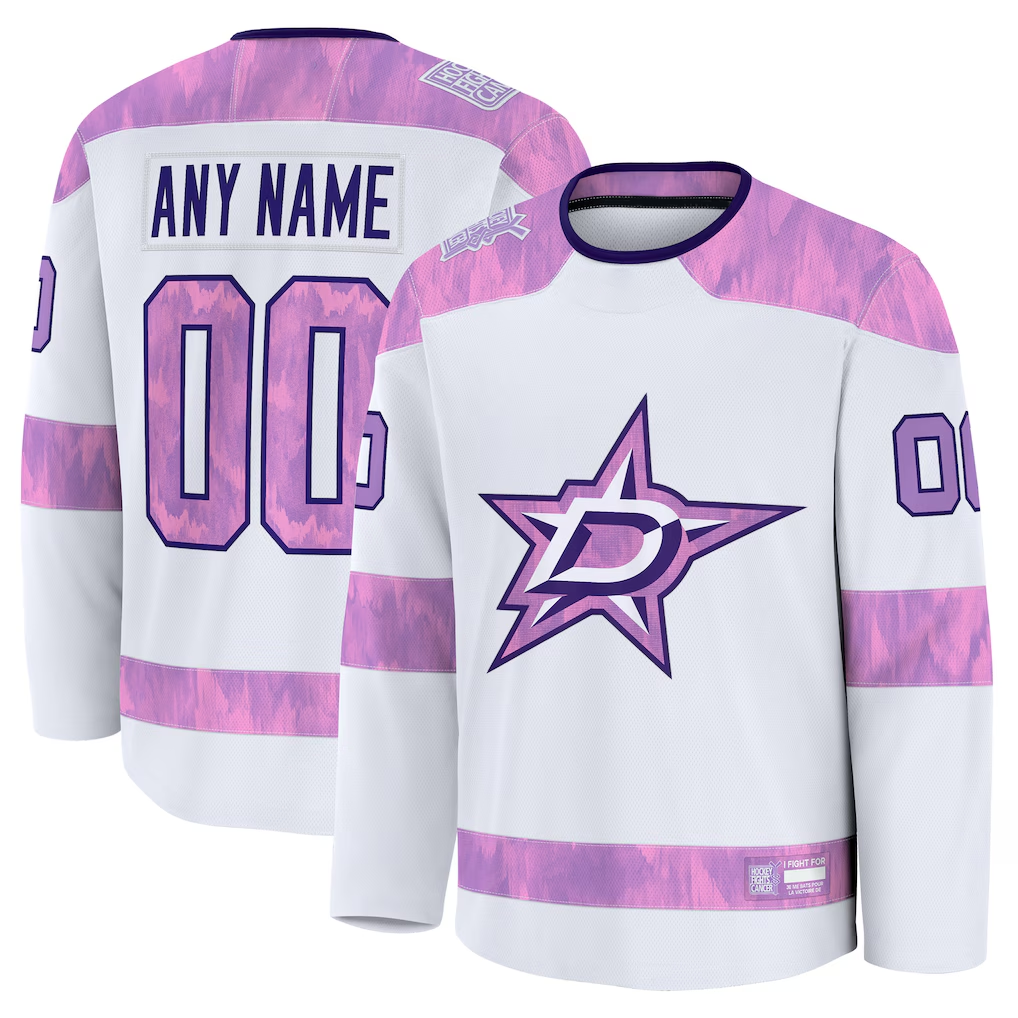 Moorv Custom D.Stars White 2024 Hockey Fights Cancer Practice Jerseys