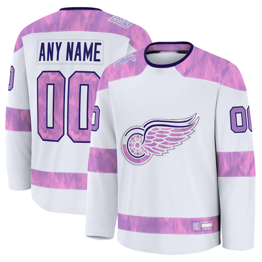 Moorv Custom DR.Wings White 2024 Hockey Fights Cancer Practice Jerseys