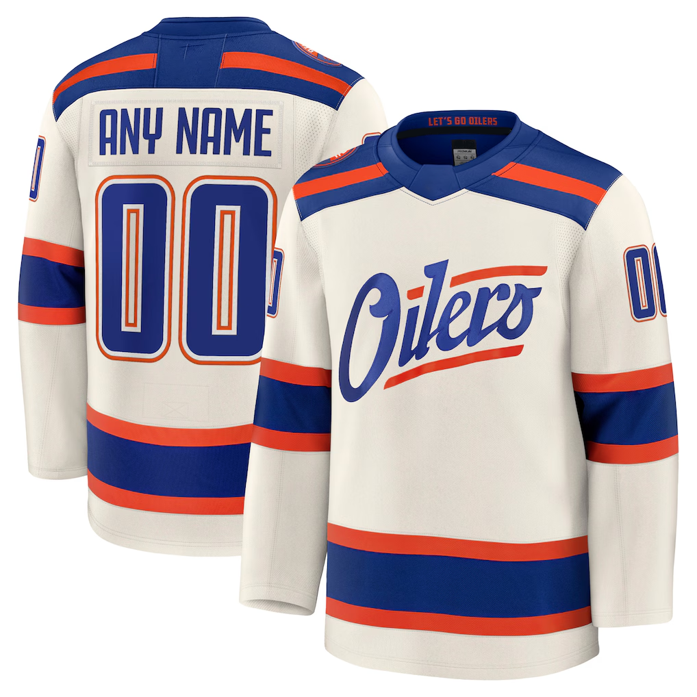 Moorv Custom E.Oilers Light Beige Alternate Premium Jerseys