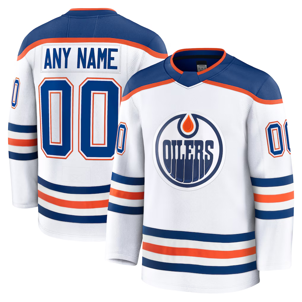 Moorv Custom E.Oilers White Away Premium Jerseys