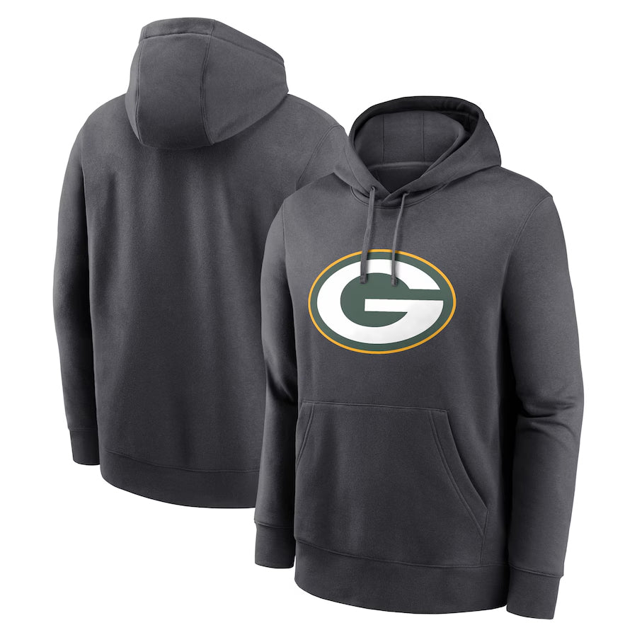 Moorv Custom GB.Packers Anthracite Pullover Hoodie Game Stitched Jerseys