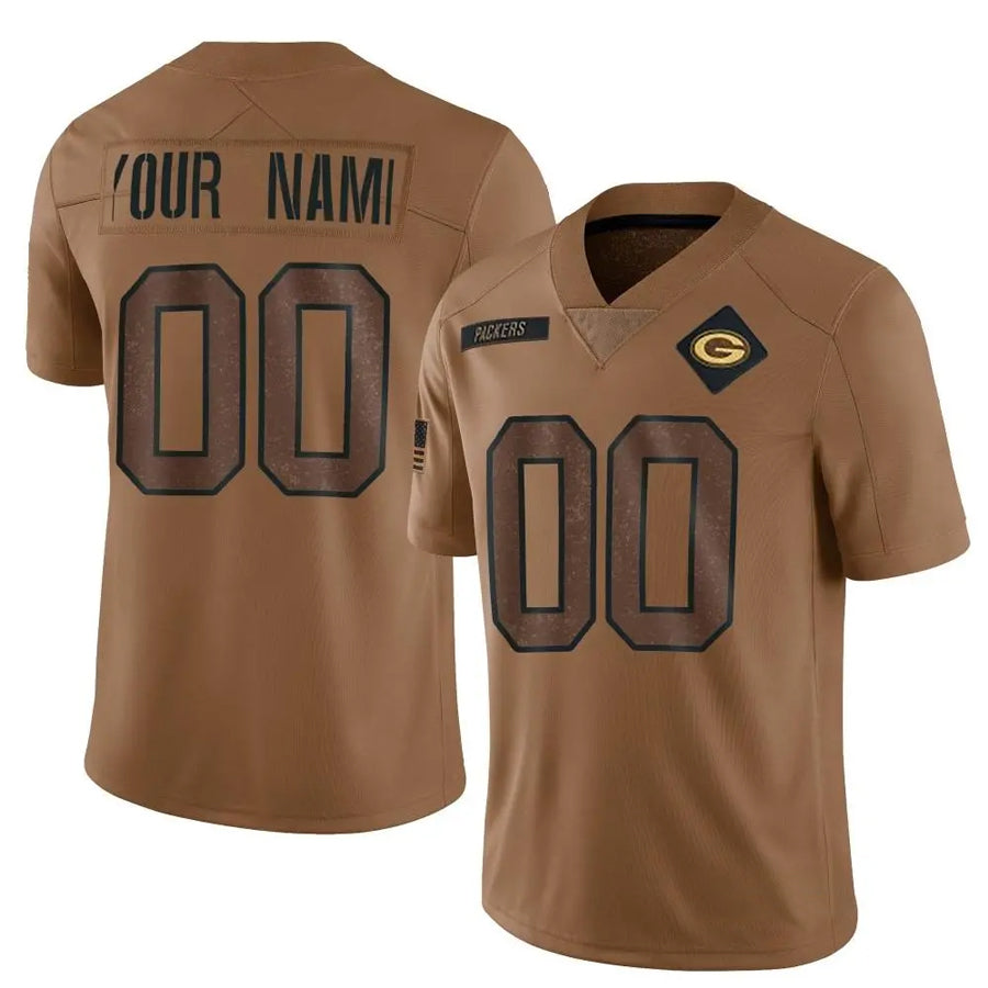 Moorv Custom GB.Packers Brown Salute To Service Limited Stitched Jerseys