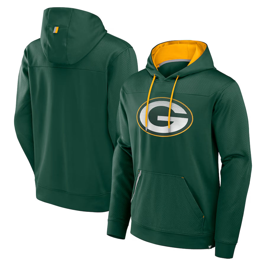 Moorv Custom GB.Packers Green Defender Pullover Hoodie Game Stitched Jerseys