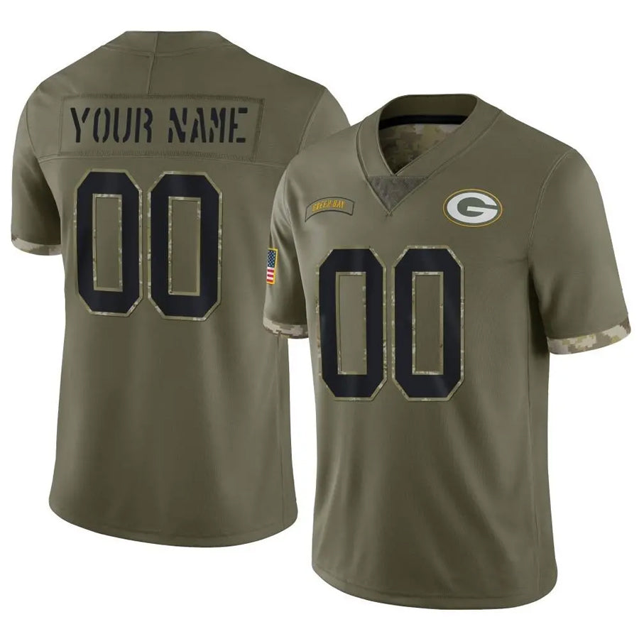 Moorv Custom GB.Packers Salute To Service Olive Stitched Jerseys