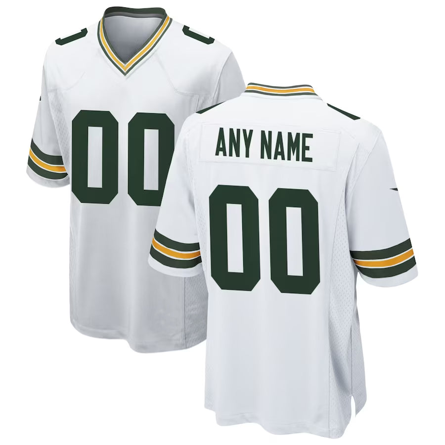 Moorv Custom GB.Packers White Home Game Stitched Jerseys