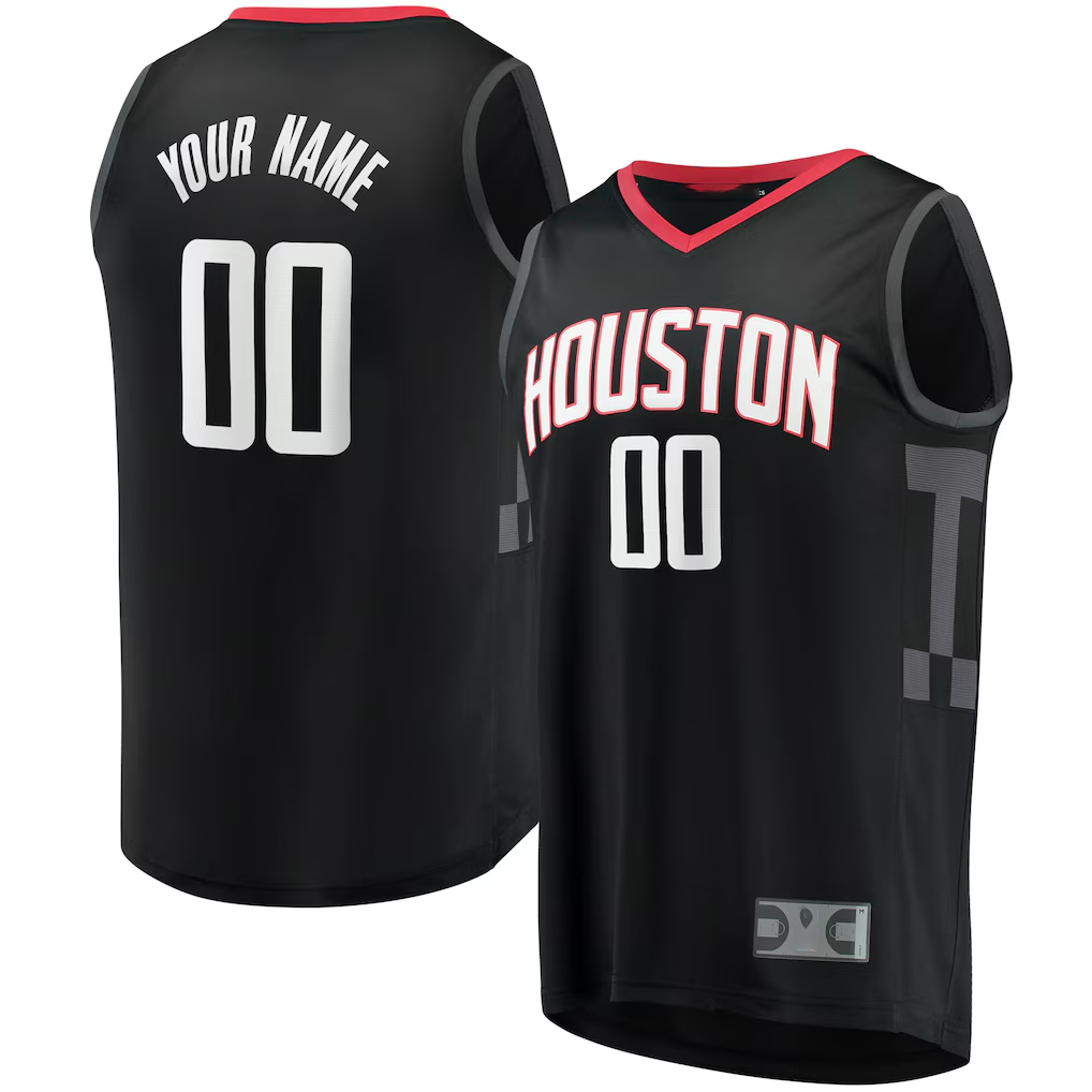 Moorv Custom H.Rockets Black Fast Break Replica Stitched Jerseys- Statement Edition
