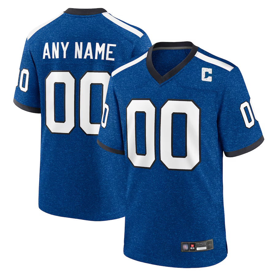 Moorv Custom IN.Colts Blue Indiana Nights Replica Game Stitched Jerseys