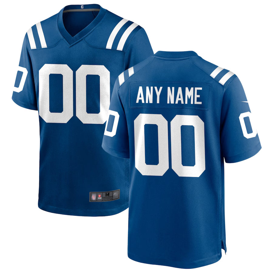 Moorv Custom IN.Colts Royal Replica Home Game Stitched Jerseys