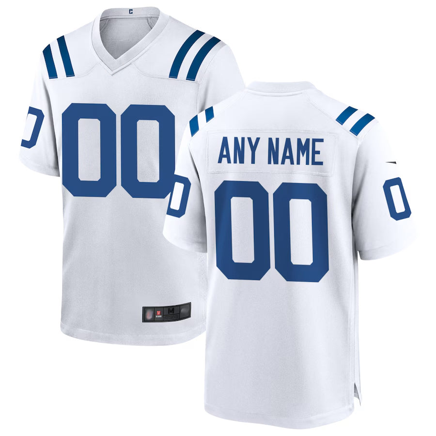 Moorv Custom IN.Colts White Replica Home Game Stitched Jerseys