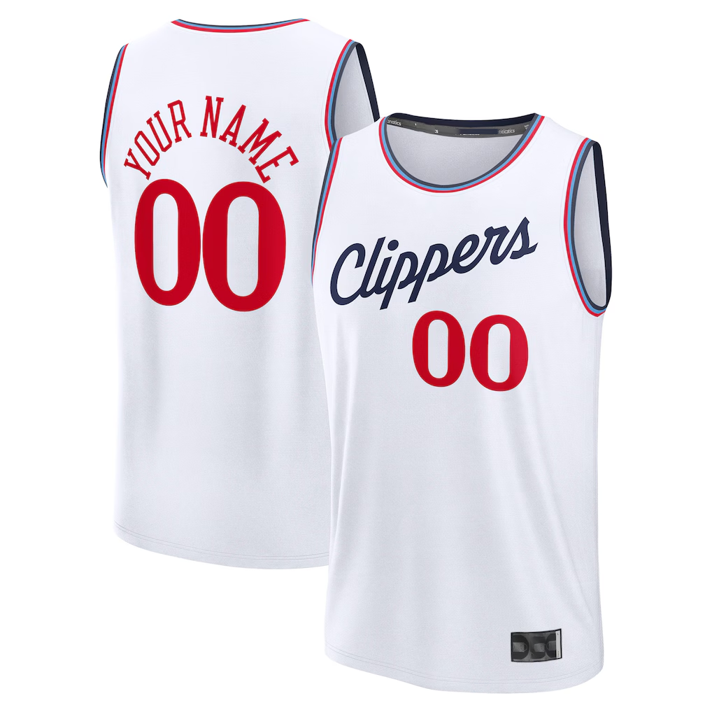 Moorv Custom L.Clippers White Fast Break Stitched Jerseys- Association Edition